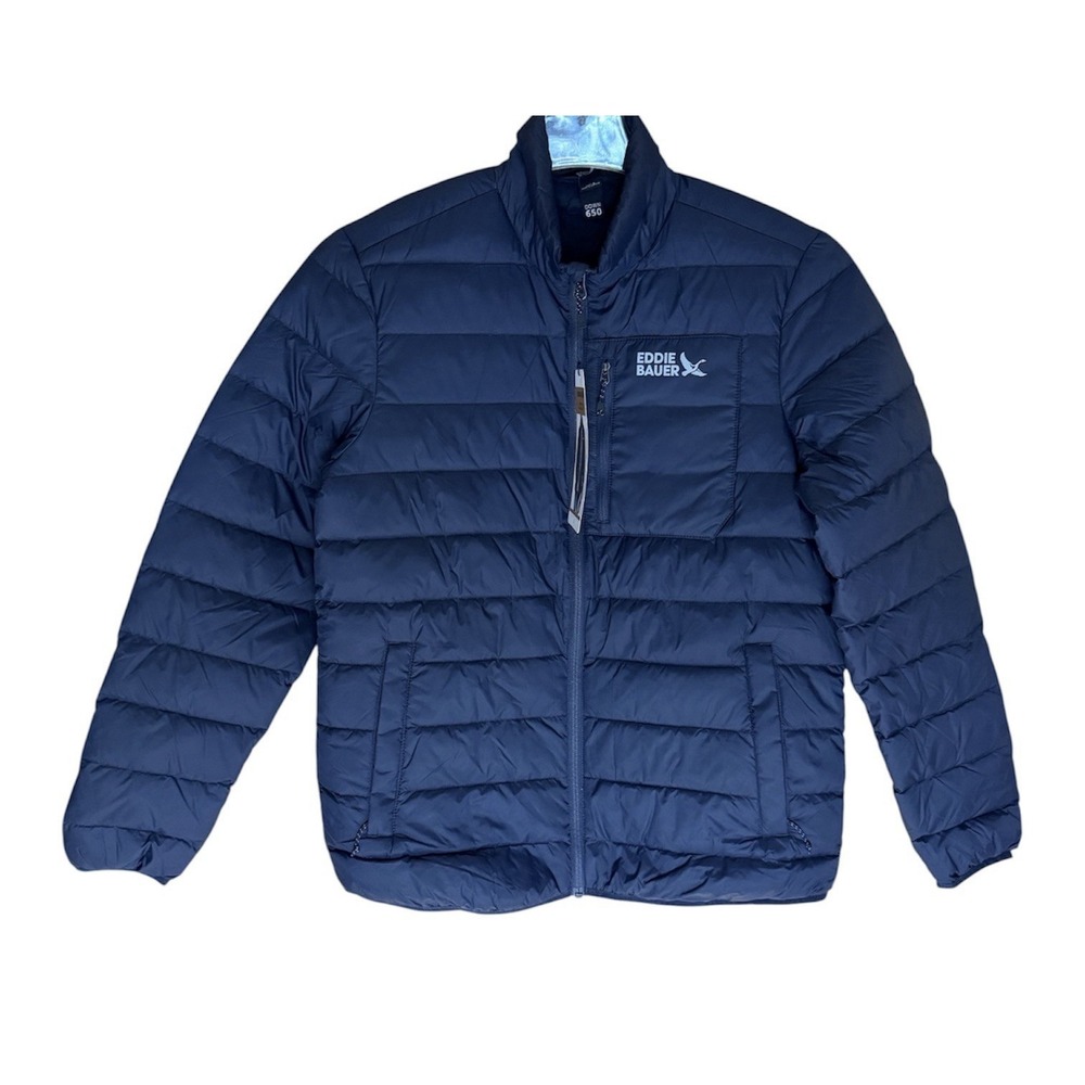 New! Men's Sz S Eddie Bauer Down Packable Jacket Navy Blue